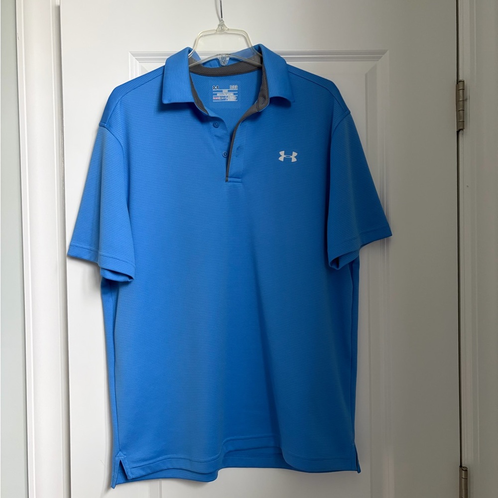 Under Armour Men’s Bright Blue Polo with Heather Gray Trim
